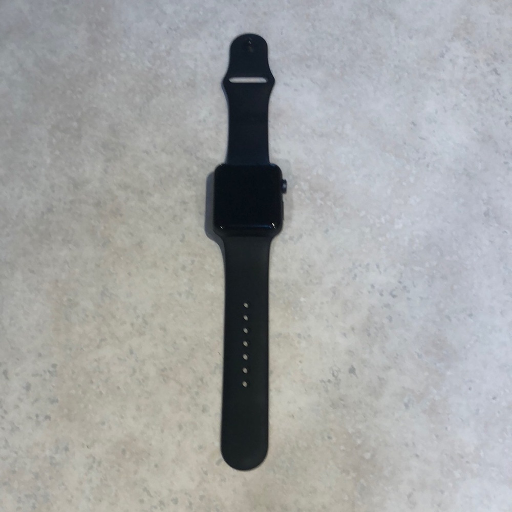 Apple Watch Series 3 42 mm with black rubber strap S/M
